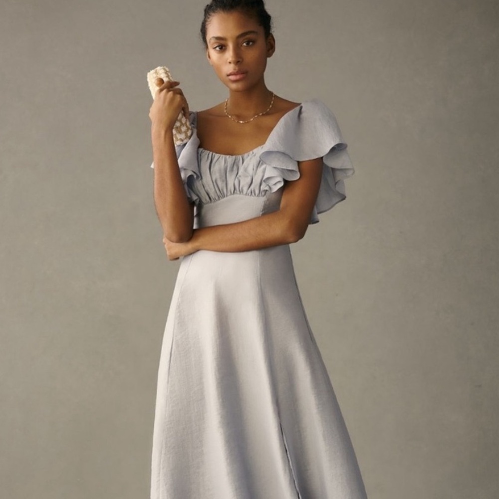 Anthropologie Nobody's Child Dove Flutter Sleeve Midi Dress 4